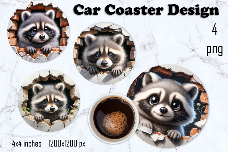 Funny animal, Broken Brick Wall car Coaster Design
