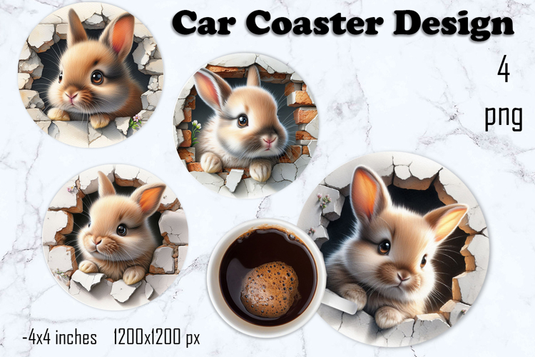 Funny animal, Broken Brick Wall car Coaster Design
