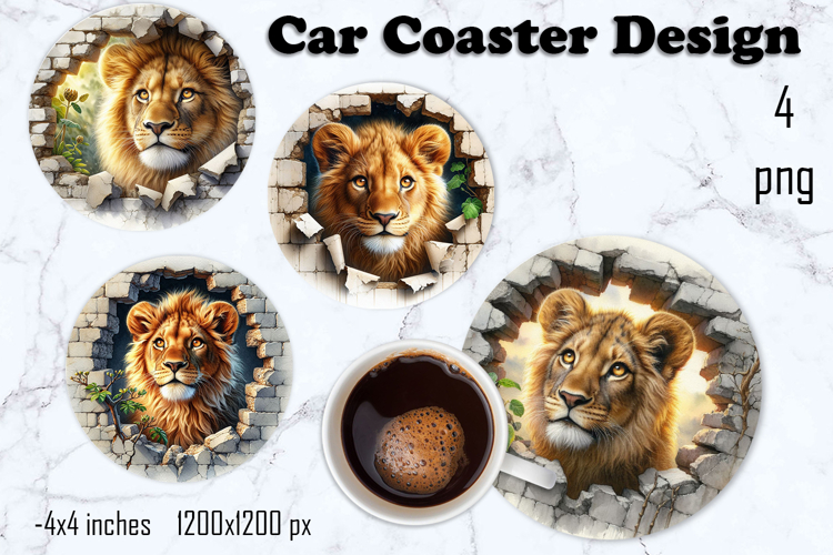 Funny animal, Broken Brick Wall car Coaster Design