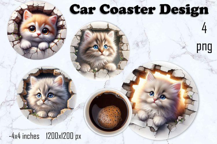 Funny animal, Broken Brick Wall car Coaster Design