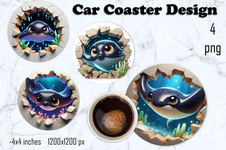 Funny fish, Broken Brick Wall car Coaster Design