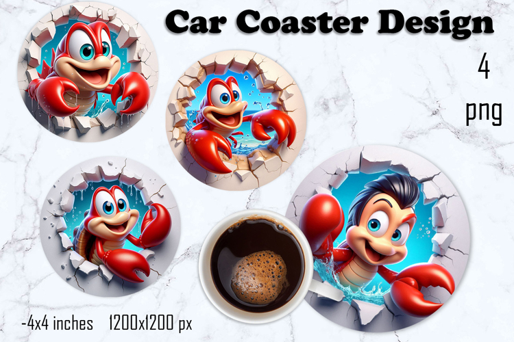 Funny fish, Broken Brick Wall car Coaster Design