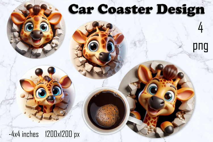 Funny animal, Broken Brick Wall car Coaster Design