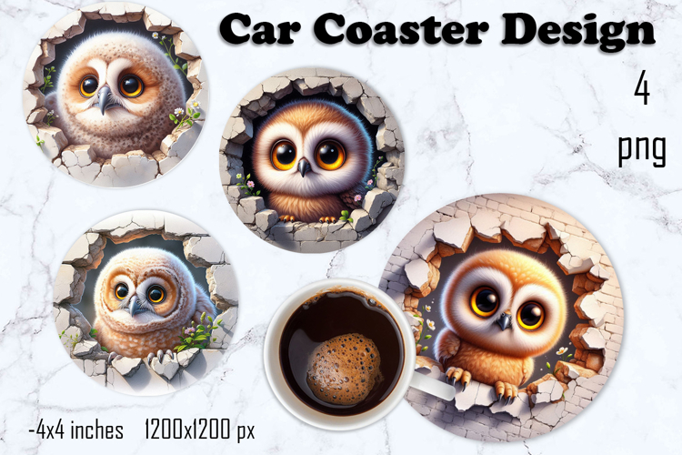 Funny animal, Broken Brick Wall car Coaster Design