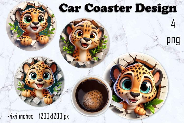 Funny animal, Broken Brick Wall car Coaster Design