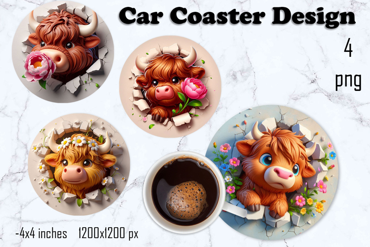 Funny animal, Broken Brick Wall car Coaster Design