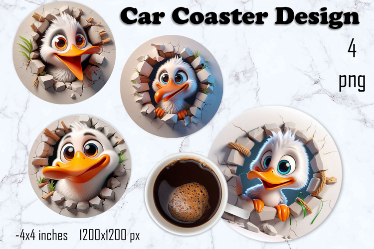 Funny animal, Broken Brick Wall car Coaster Design