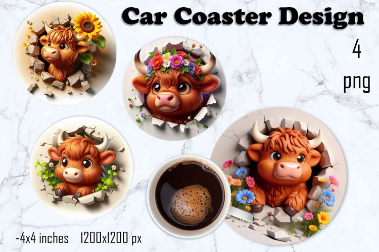Funny animal, Broken Brick Wall car Coaster Design