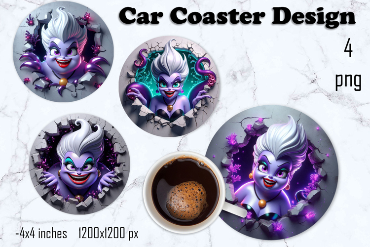 Scary mermaid, Broken Brick Wall car Coaster Design