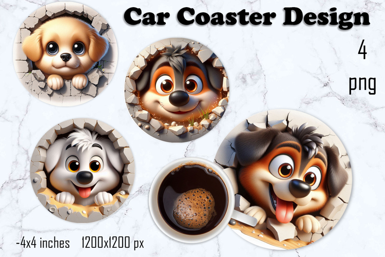 Funny animal, Broken Brick Wall car Coaster Design