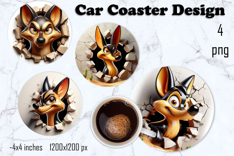 Funny animal, Broken Brick Wall car Coaster Design