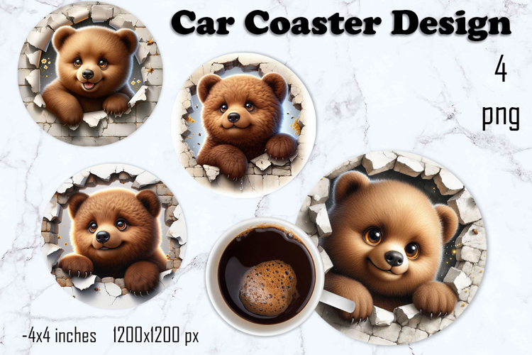 Funny animal, Broken Brick Wall car Coaster Design