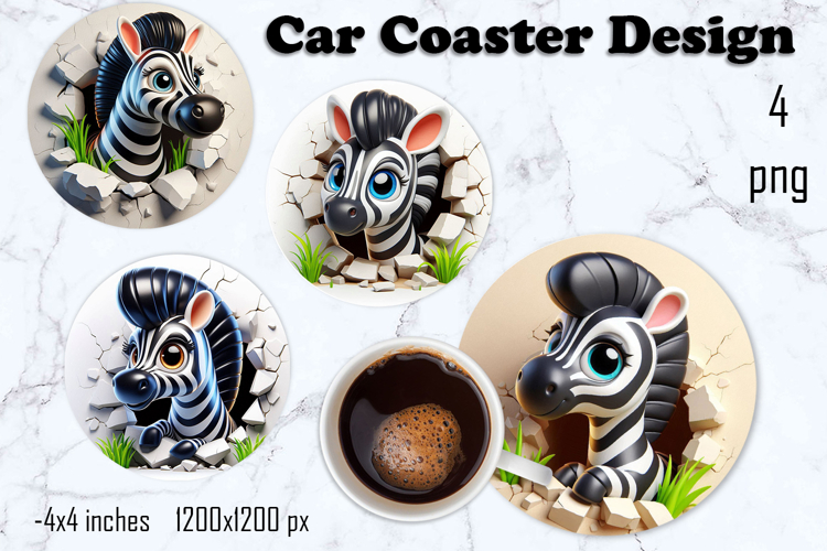 Funny animal, Broken Brick Wall car Coaster Design