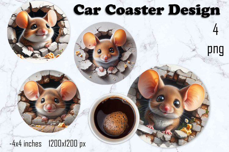 Funny animal, Broken Brick Wall car Coaster Design