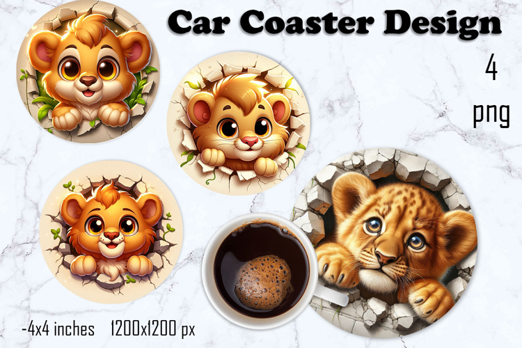 Funny animal, Broken Brick Wall car Coaster Design