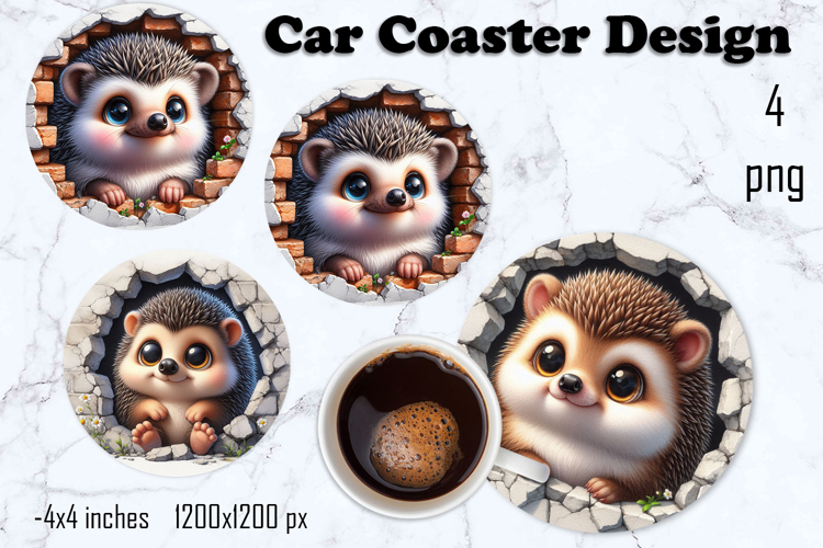 Funny animal, Broken Brick Wall car Coaster Design