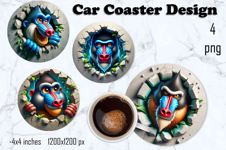 Funny animal, Broken Brick Wall car Coaster Design