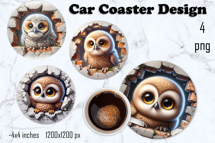 Funny animal, Broken Brick Wall car Coaster Design