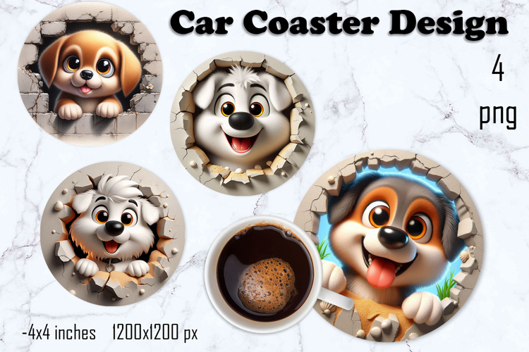 Funny animal, Broken Brick Wall car Coaster Design