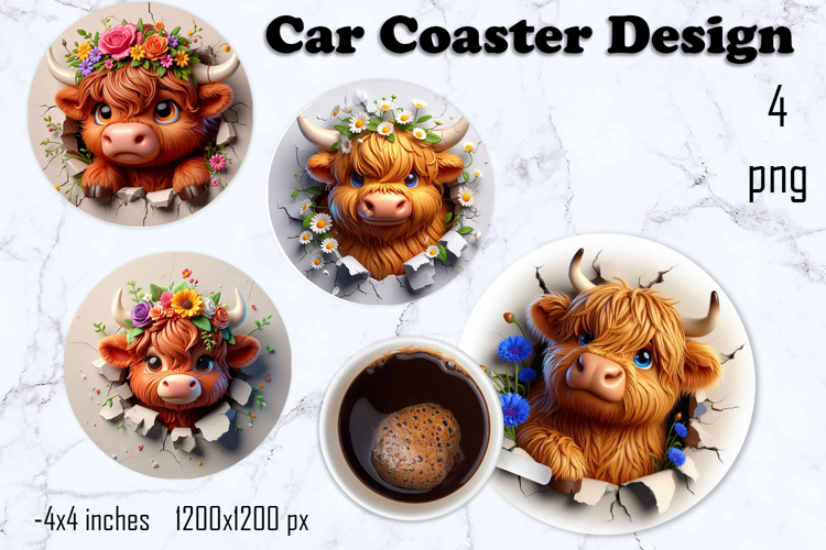 Funny animal, Broken Brick Wall car Coaster Design