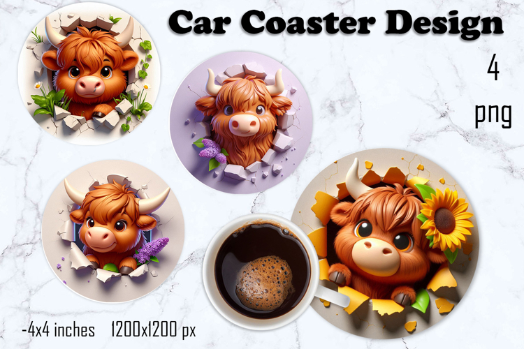 Funny animal, Broken Brick Wall car Coaster Design