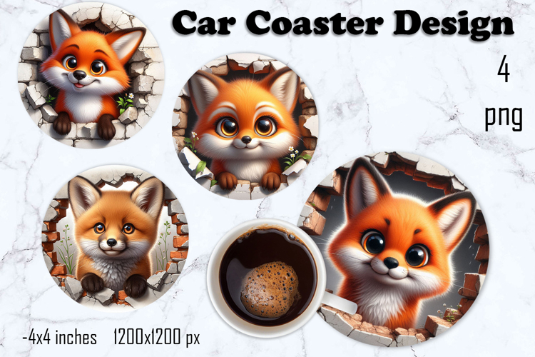 Funny animal, Broken Brick Wall car Coaster Design