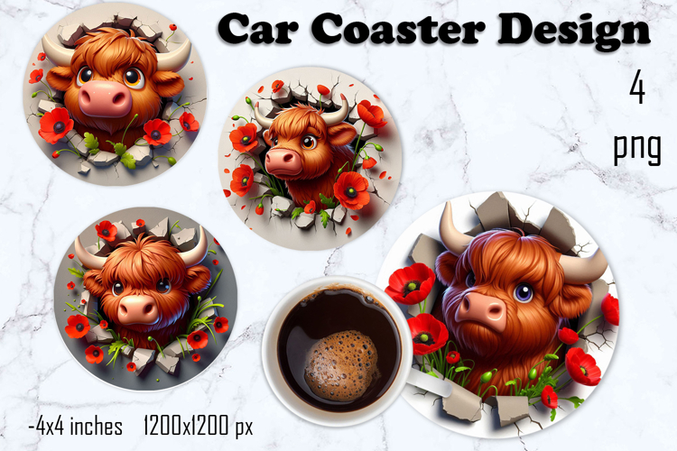 Funny animal, Broken Brick Wall car Coaster Design