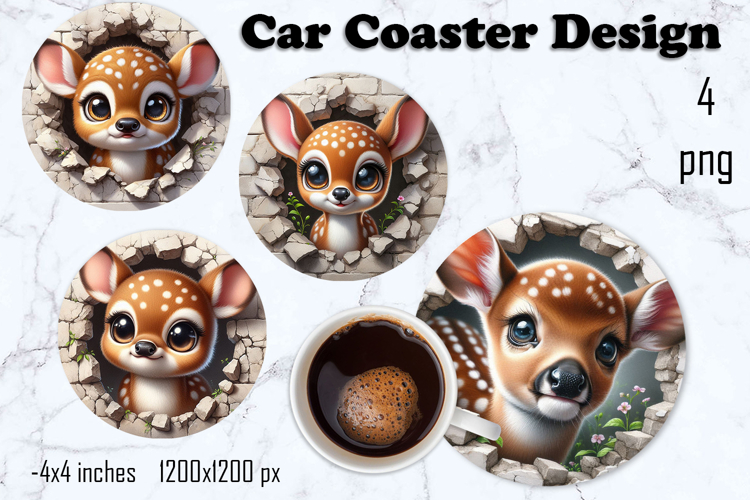 Funny animal, Broken Brick Wall car Coaster Design
