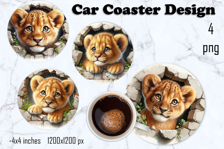 Funny animal, Broken Brick Wall car Coaster Design