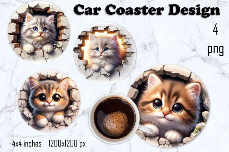 Funny animal, Broken Brick Wall car Coaster Design
