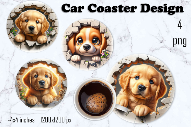Funny animal, Broken Brick Wall car Coaster Design