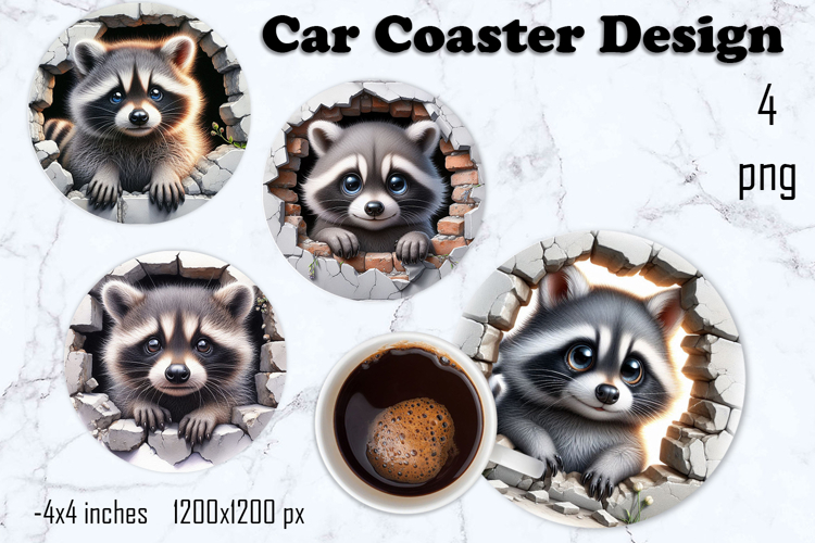 Funny animal, Broken Brick Wall car Coaster Design
