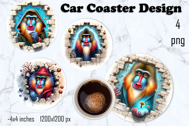 Funny animal, Broken Brick Wall car Coaster Design