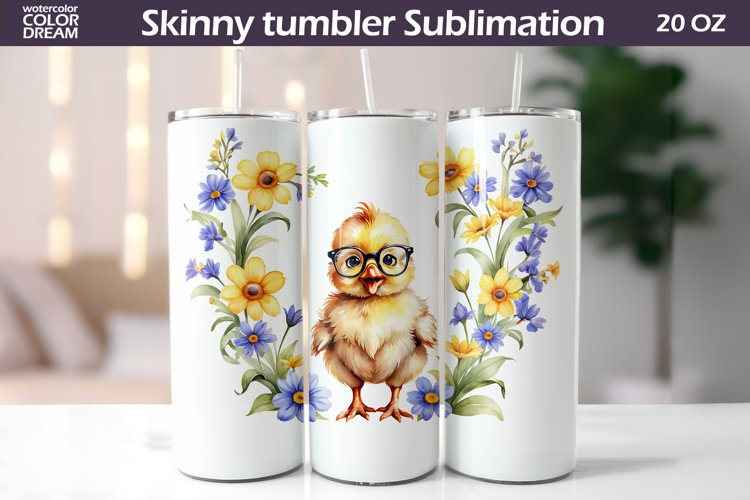 Spring Glasses Chicken Tumbler Wrap | Spring Animal Tumbler