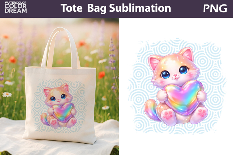 Cute Cat Tote Bag | Baby Animal Sublimation