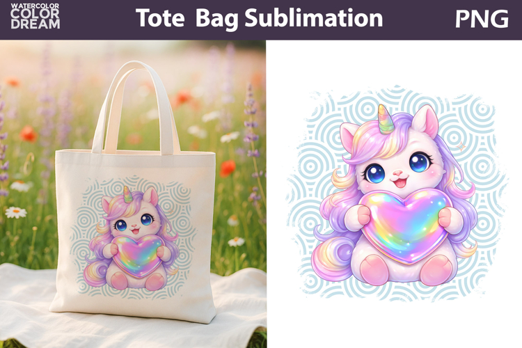 Cute Unicorn Tote Bag | Baby Animal Sublimation