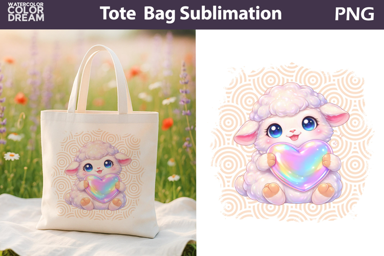 Cute Sheep Tote Bag | Baby Animal Sublimation