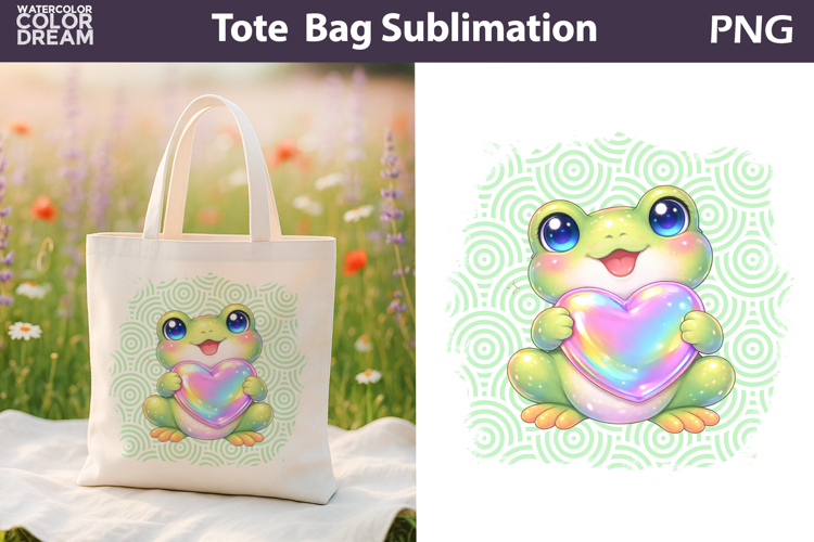 Cute Frog Tote Bag | Baby Animal Sublimation