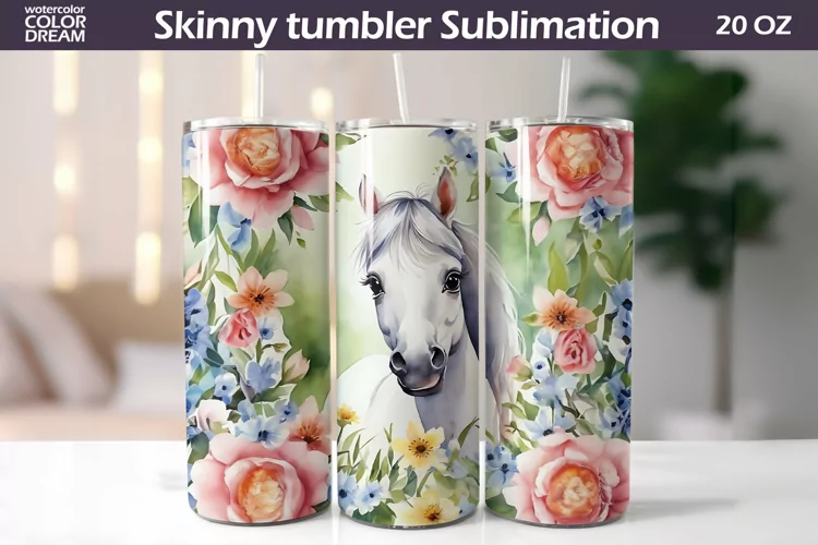 Horse Flowers Tumbler Wrap | Spring Animal Tumbler
