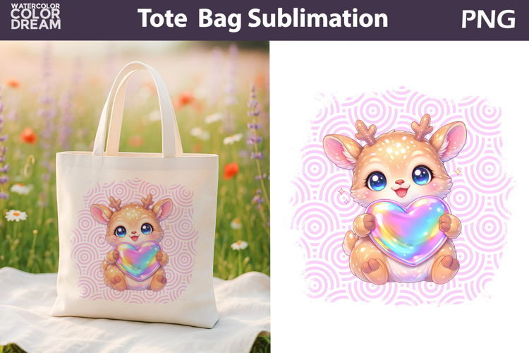 Cute Deer Tote Bag | Baby Animal Sublimation