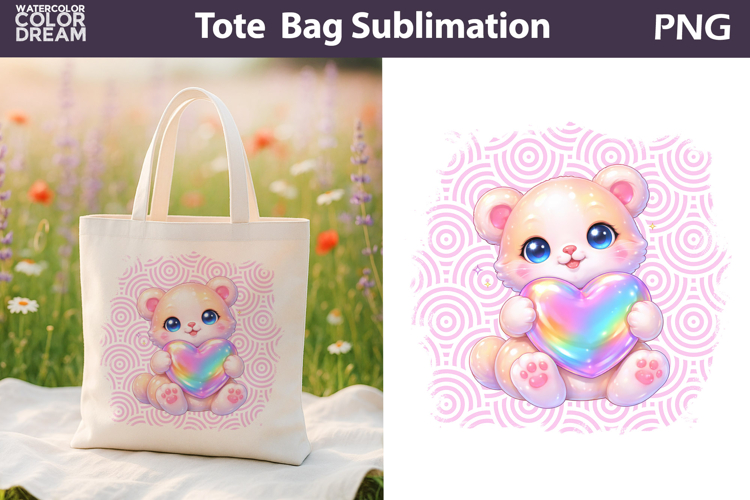 Cute Bear Tote Bag | Baby Animal Sublimation
