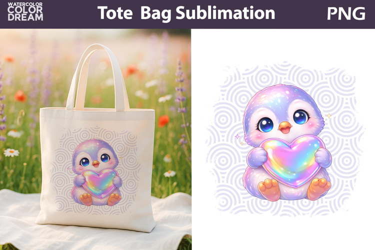 Cute Penguin Tote Bag | Baby Animal Sublimation