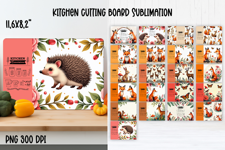 Cute forest animal kitchen board | Fall cutting board PNG