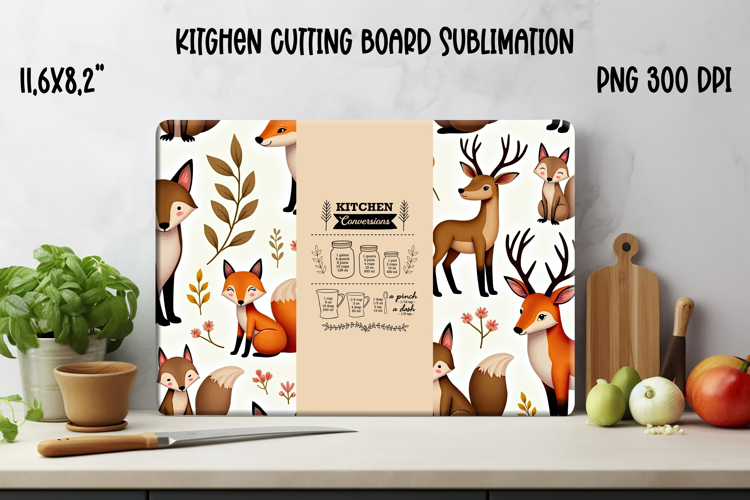 Cute forest animal kitchen board | Fall cutting board PNG