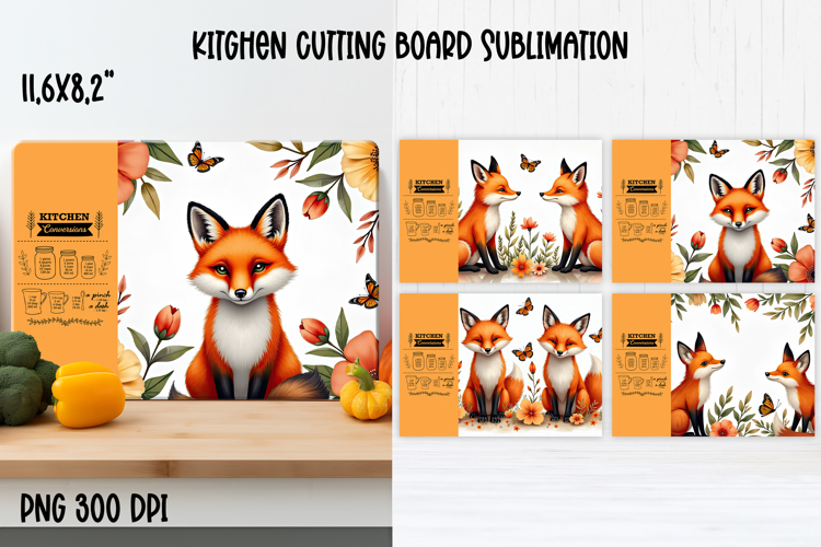 Cute forest animal kitchen board | Fall cutting board PNG