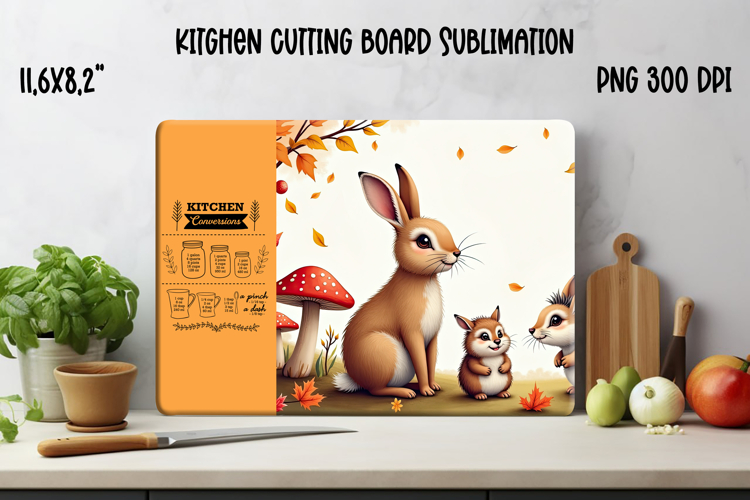 Cute forest animal kitchen board | Fall cutting board PNG