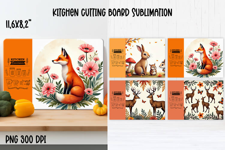 Cute forest animal kitchen board | Fall cutting board PNG
