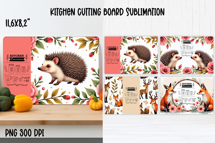 Cute forest animal kitchen board | Fall cutting board PNG
