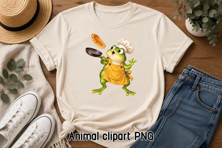 Funny Frog Chef Pancake Clipart PNG