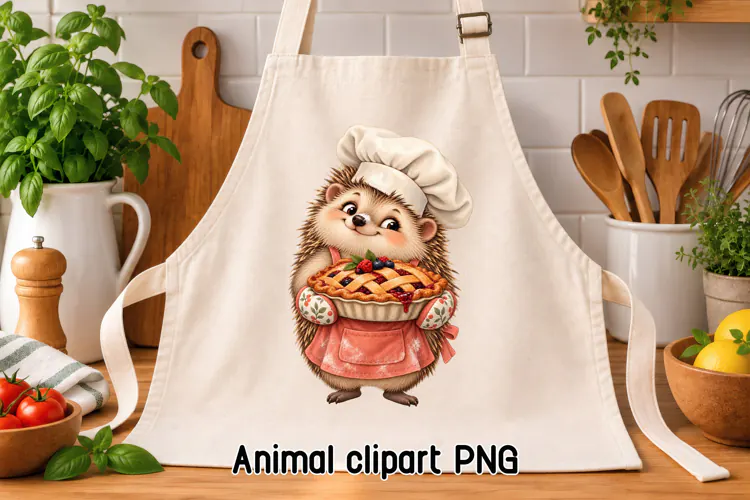 Cute Hedgehog Baker Pie Clipart PNG